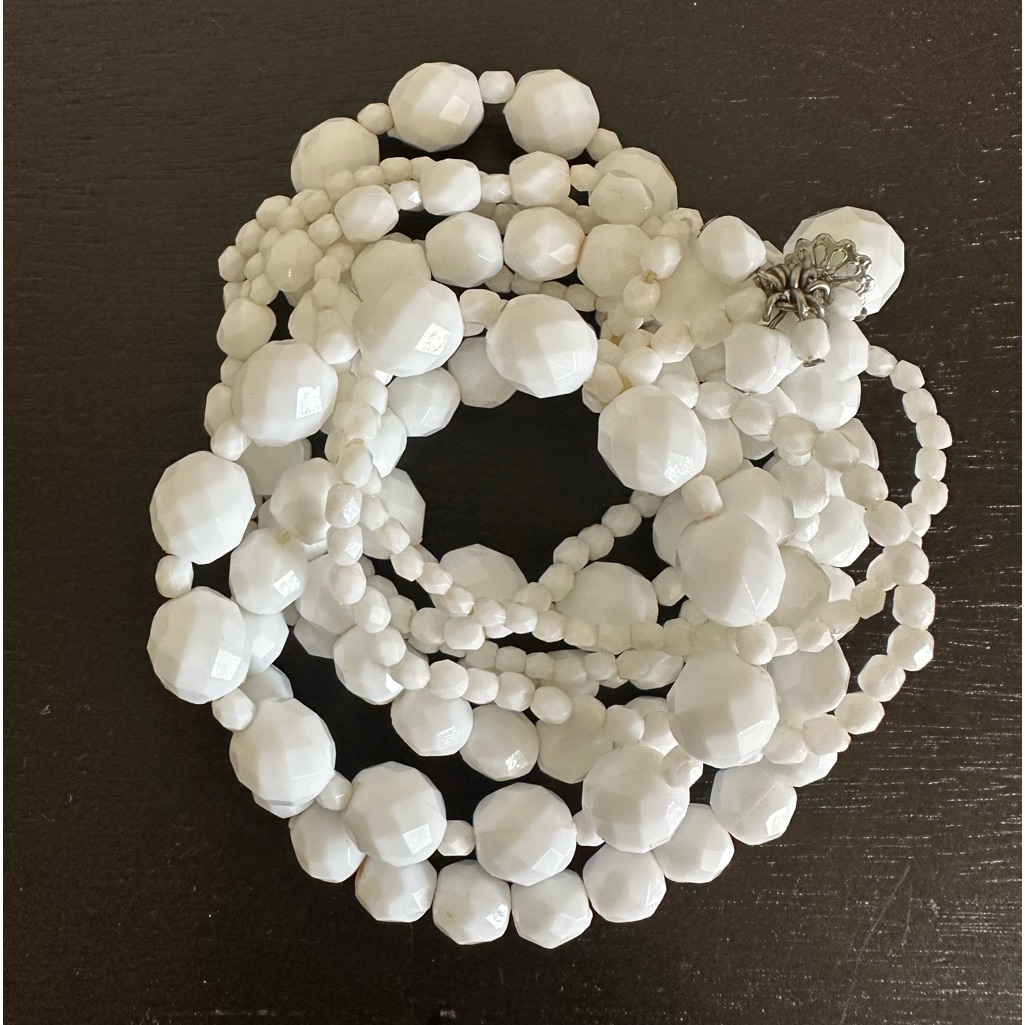 White Beaded Multi-Strand Stretch Bracelet 11$